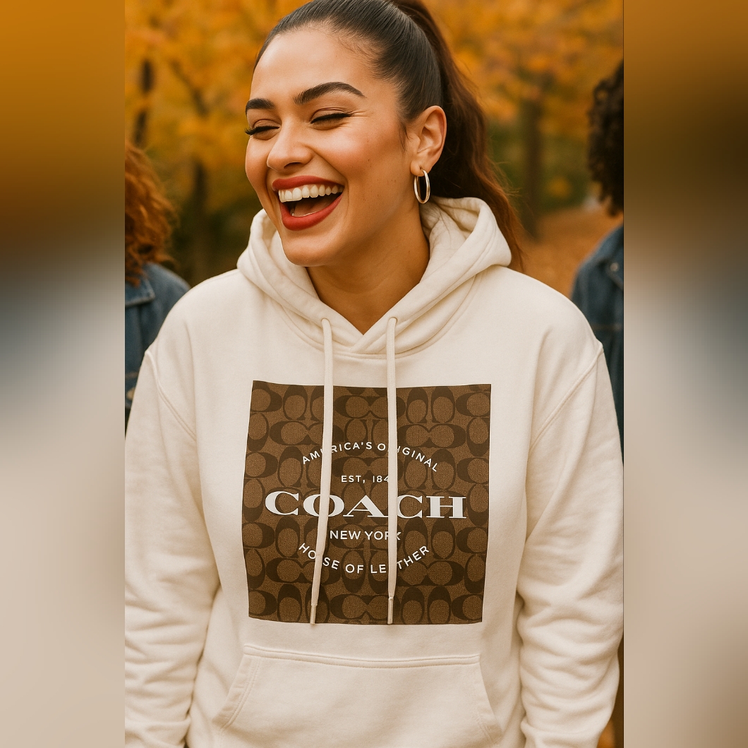 New Coach Women's Cream Hoodie